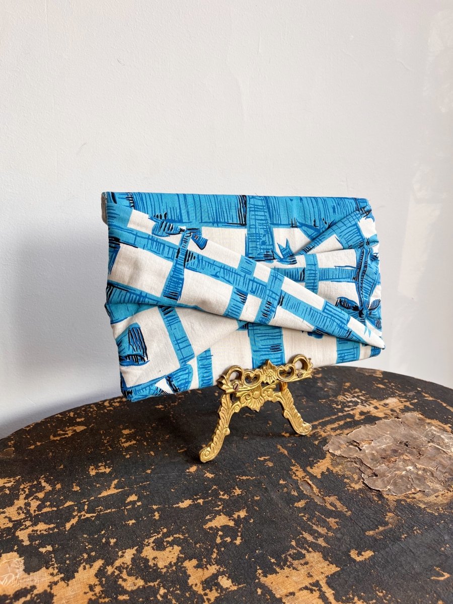 Blue and White Ribbon Twist Clutch - Made X Hudson