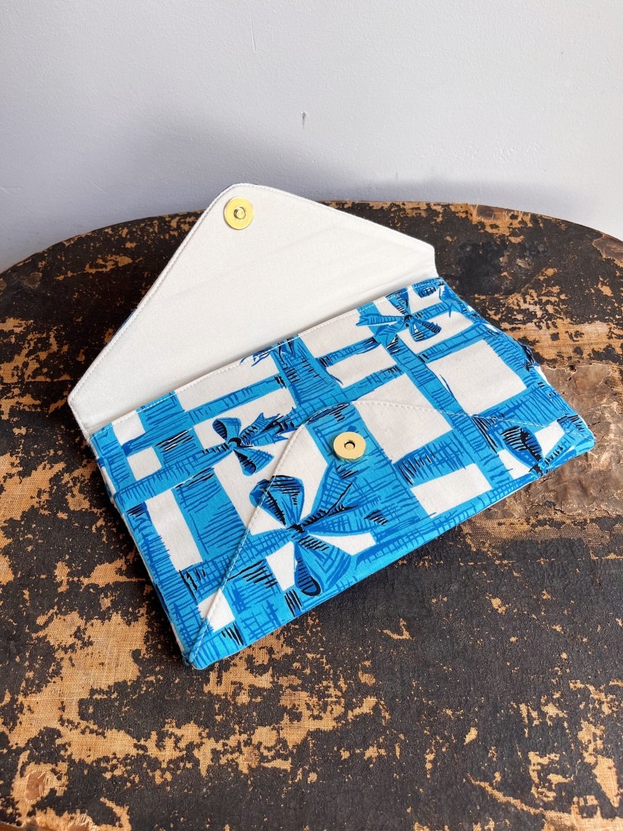 Blue and White Ribbon Twist Clutch - Made X Hudson