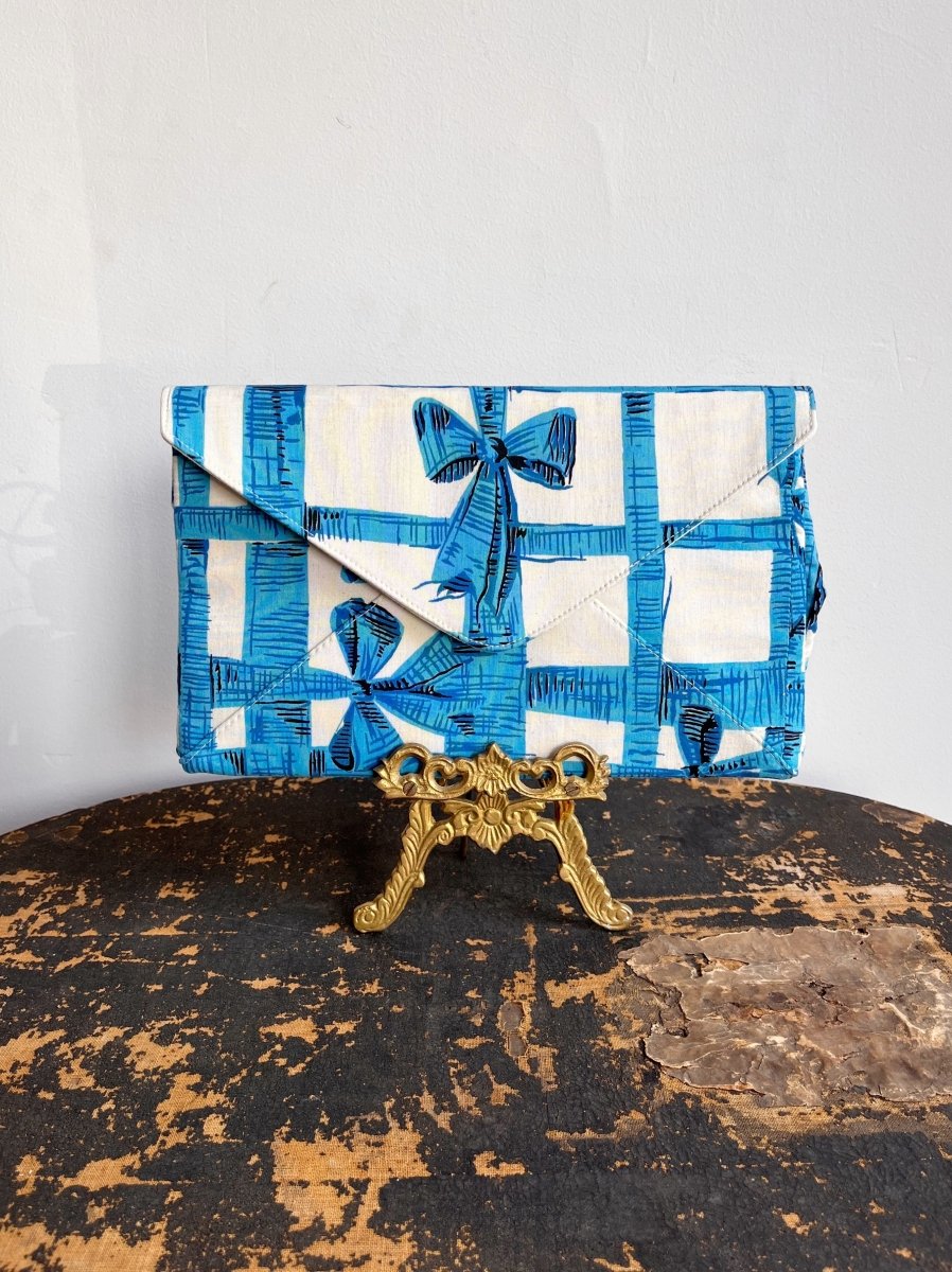 Blue and White Ribbon Twist Clutch - Made X Hudson
