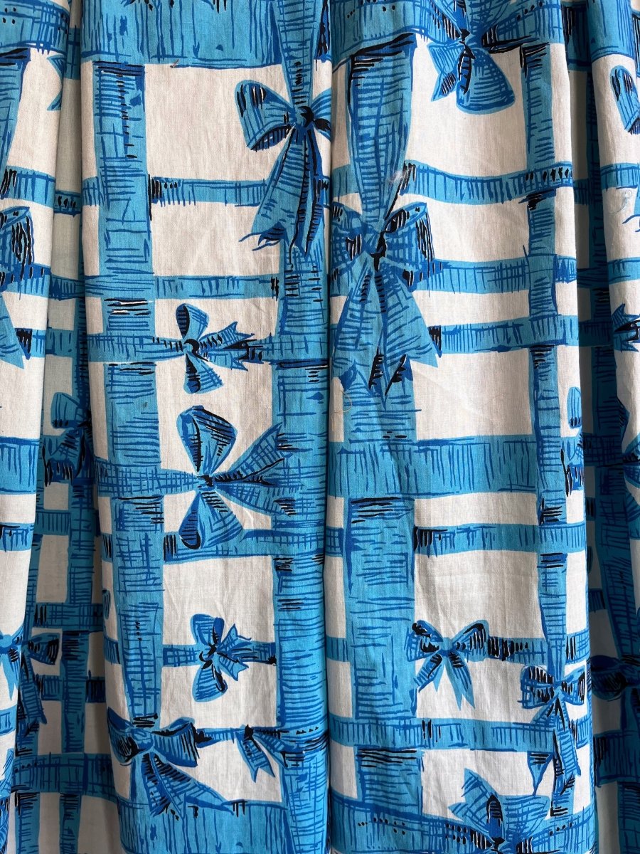 Blue and White Ribbon Lattice Wide - Leg Pant - Made X Hudson