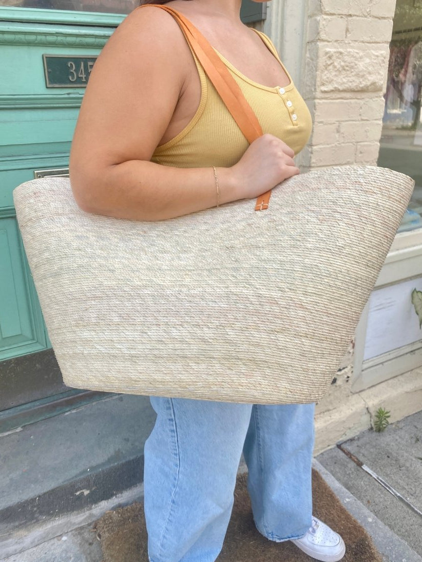 XL Riviera Tote w/ Double Handles in Natural - Made X Hudson