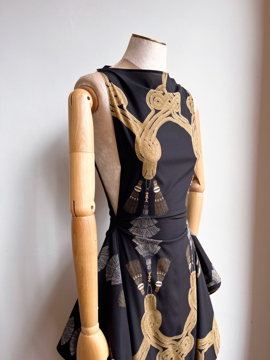 Zero - Waste Dress in Black Tassel Print - Made X Hudson