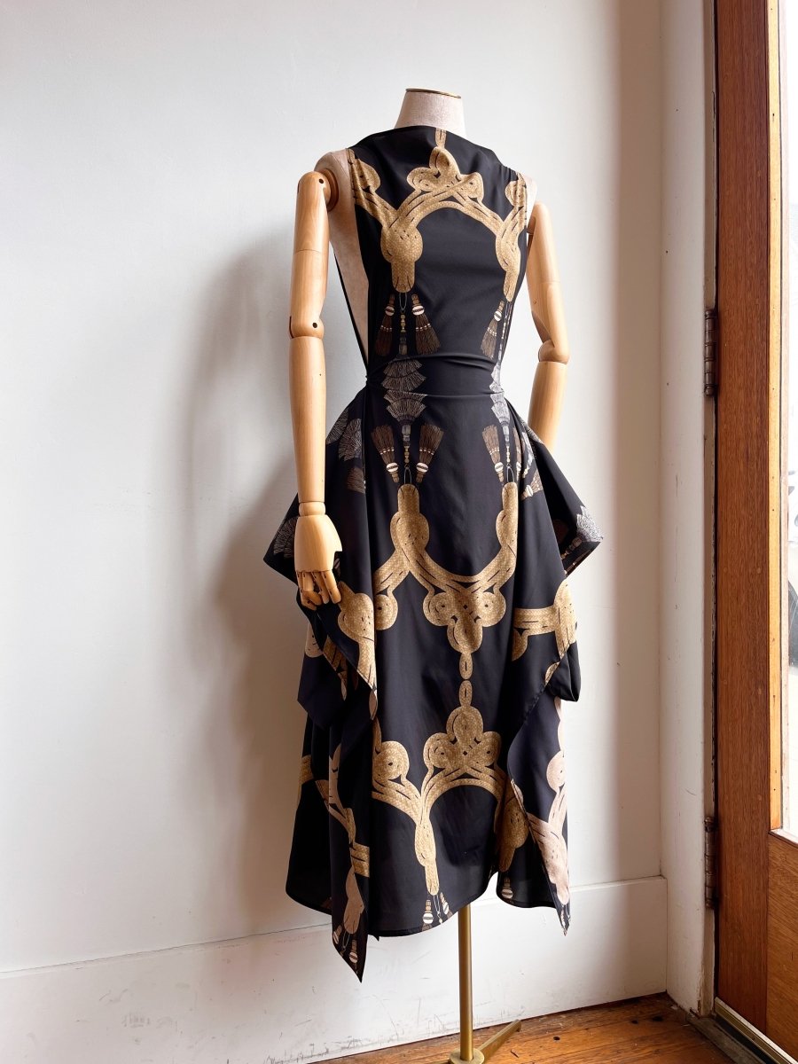 Zero - Waste Dress in Black Tassel Print - Made X Hudson