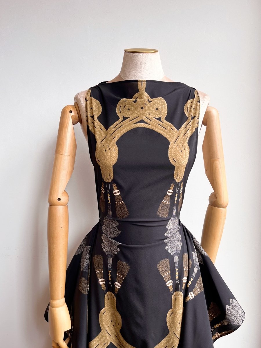 Zero - Waste Dress in Black Tassel Print - Made X Hudson