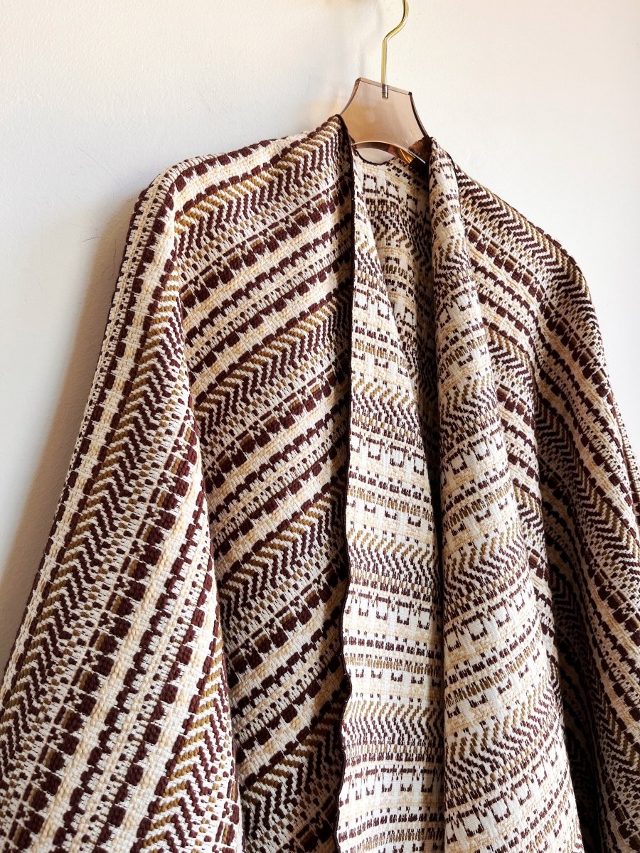 Ivory and Brown Multi - Pattern Stripe Zero - Waste Reversible Cape - Made X Hudson