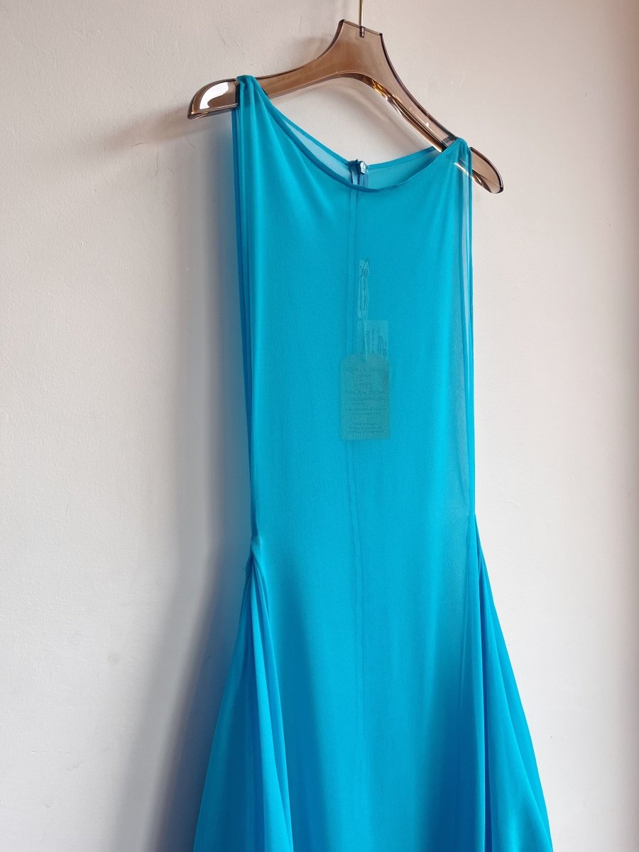 Aqua Blue Chiffon Zero - Waste Ruffle Dress - Made X Hudson
