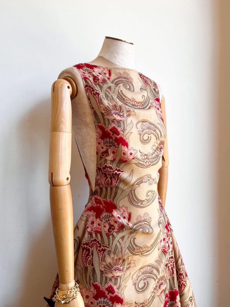 Zero - Waste Dress in Silk Art Nouveau Floral Print - Made X Hudson
