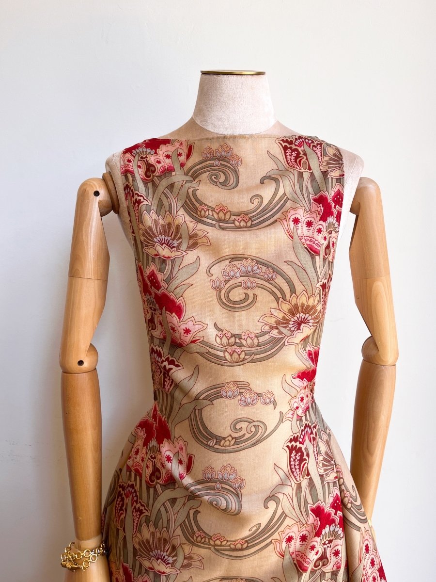 Zero - Waste Dress in Silk Art Nouveau Floral Print - Made X Hudson