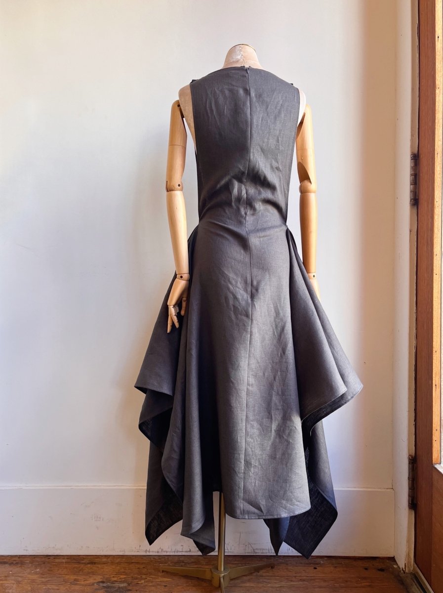 Zero - Waste Ash Grey Linen Dress - Made X Hudson