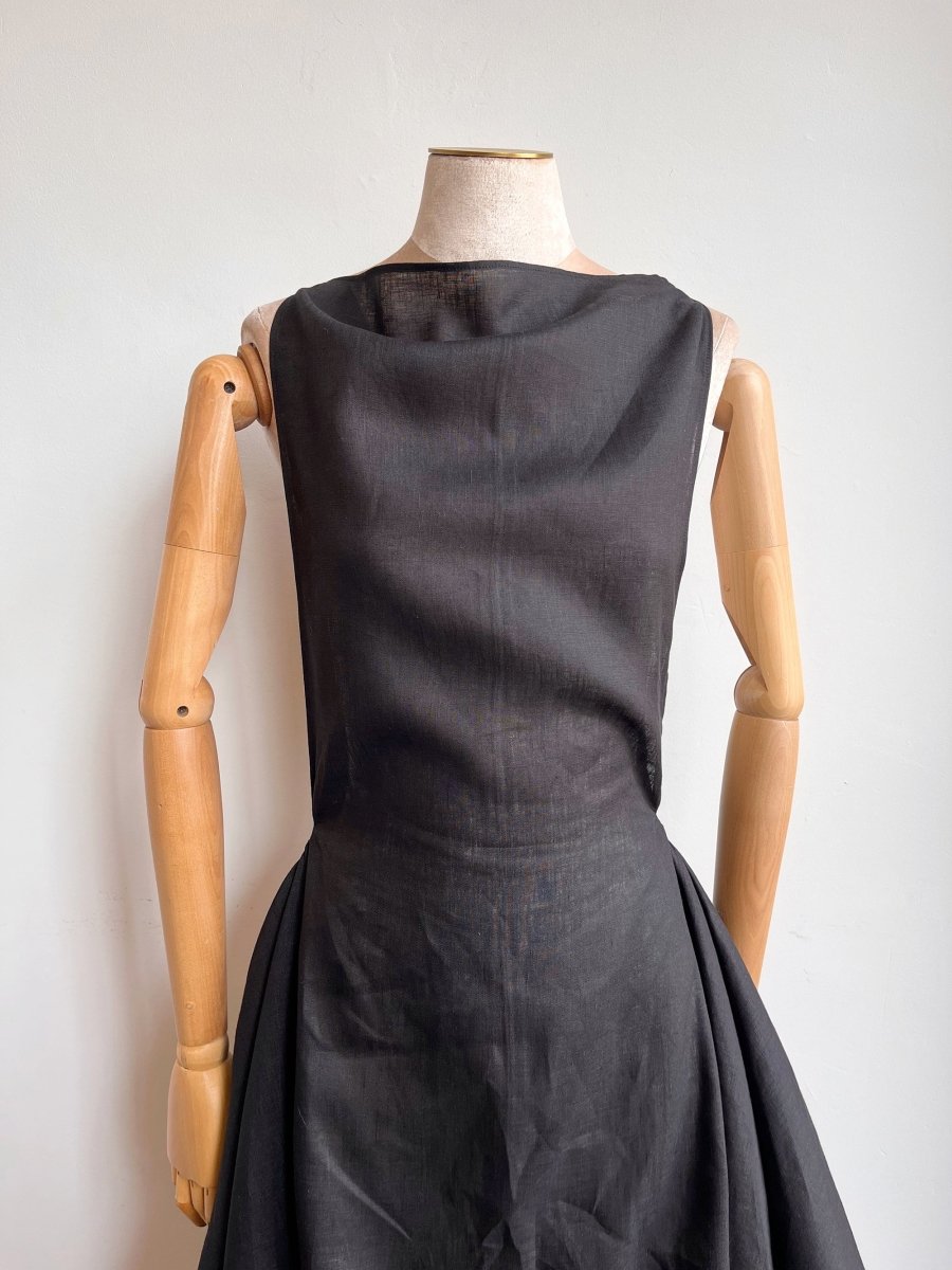 Zero - Waste Dress in Black Linen - Made X Hudson