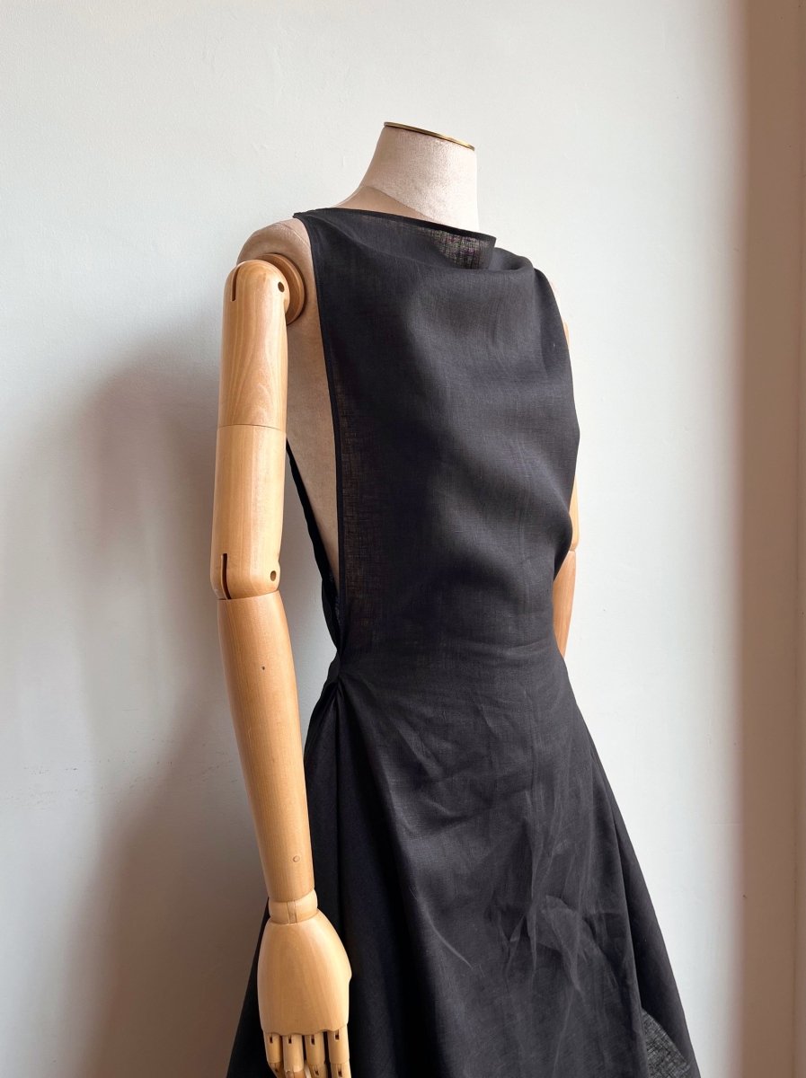 Zero - Waste Dress in Black Linen - Made X Hudson