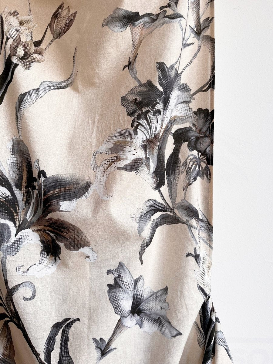Zero - Waste Dress Eggshell and Grey Half - Tone in Lily Print - Made X Hudson