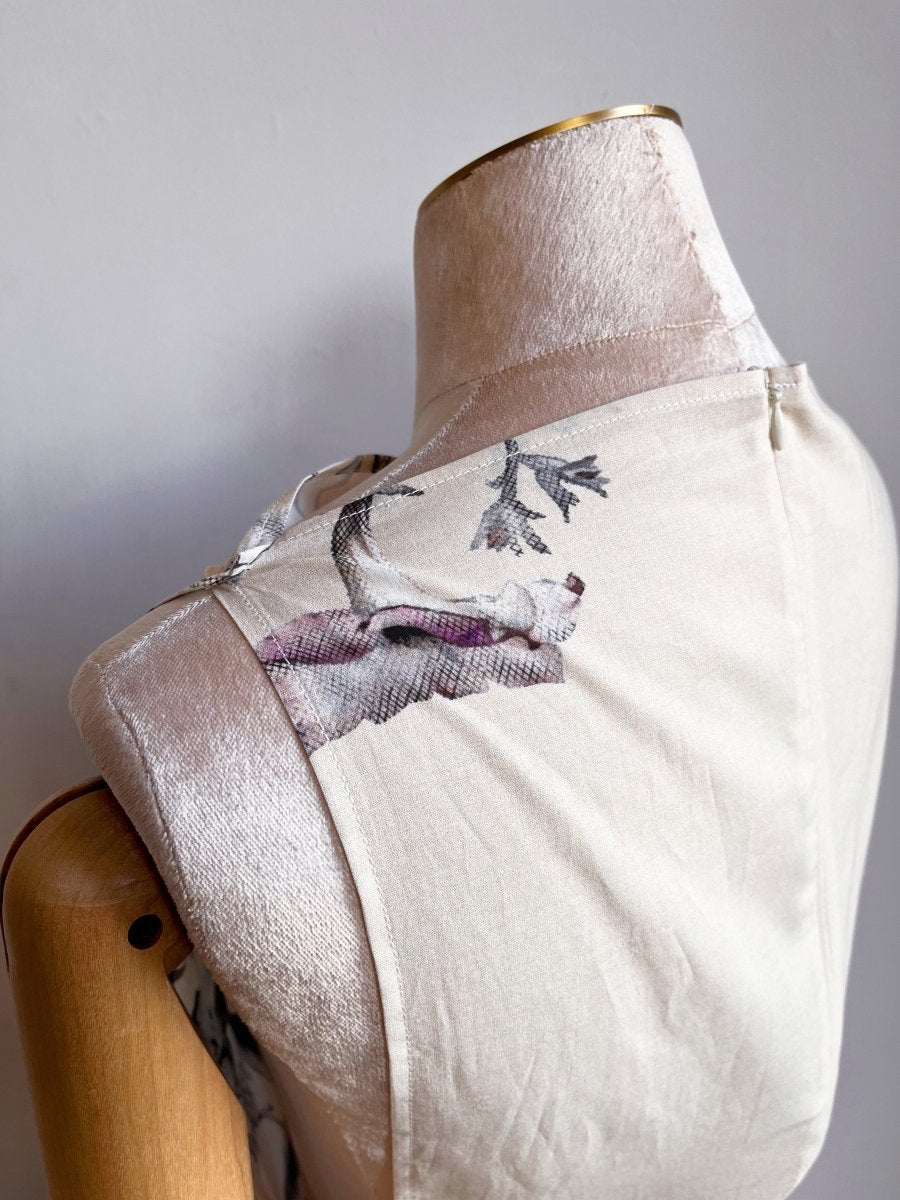 Zero - Waste Dress Eggshell and Grey Half - Tone in Lily Print - Made X Hudson