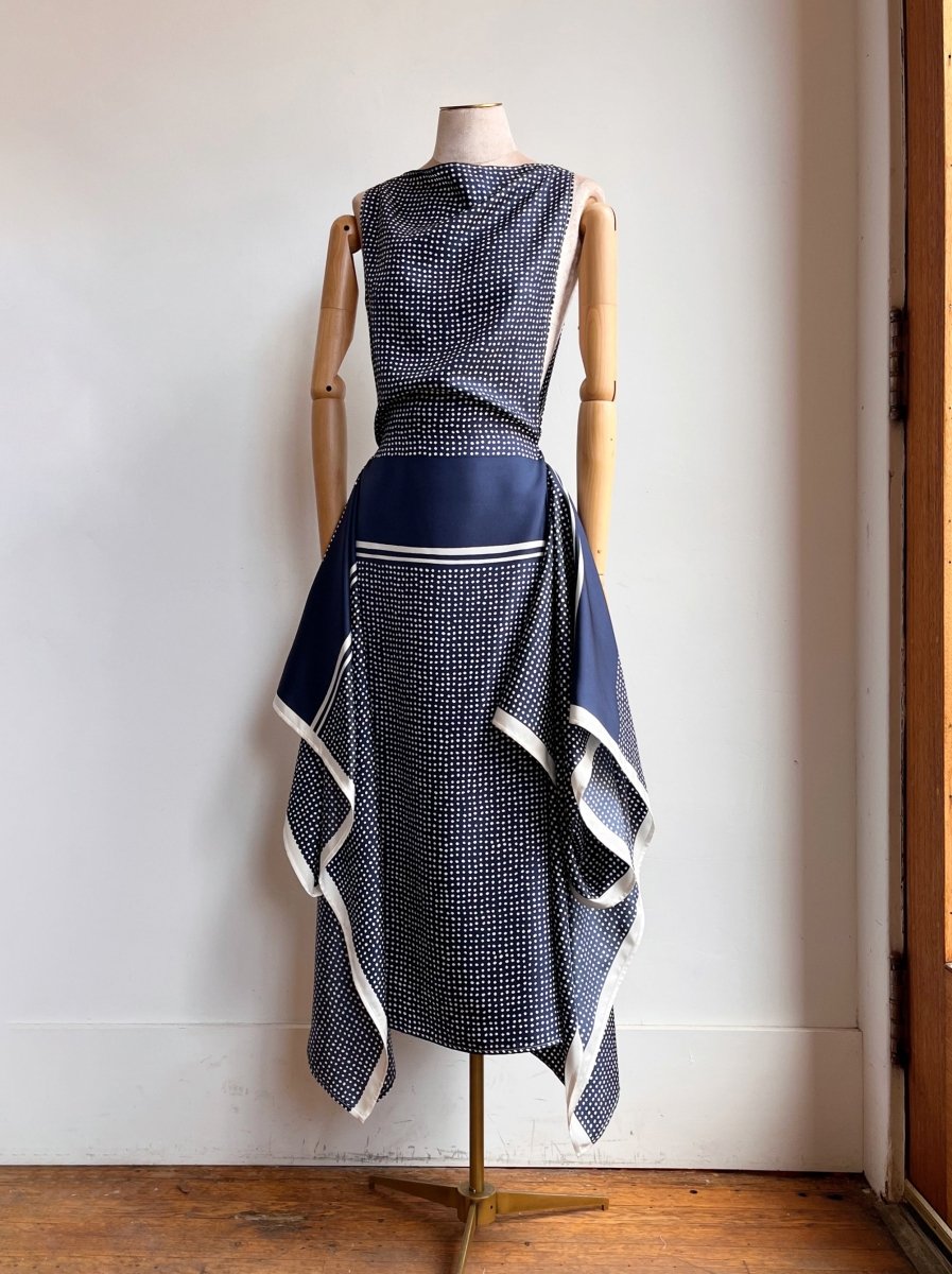 Zero - Waste Navy Dotted Dress - Made X Hudson
