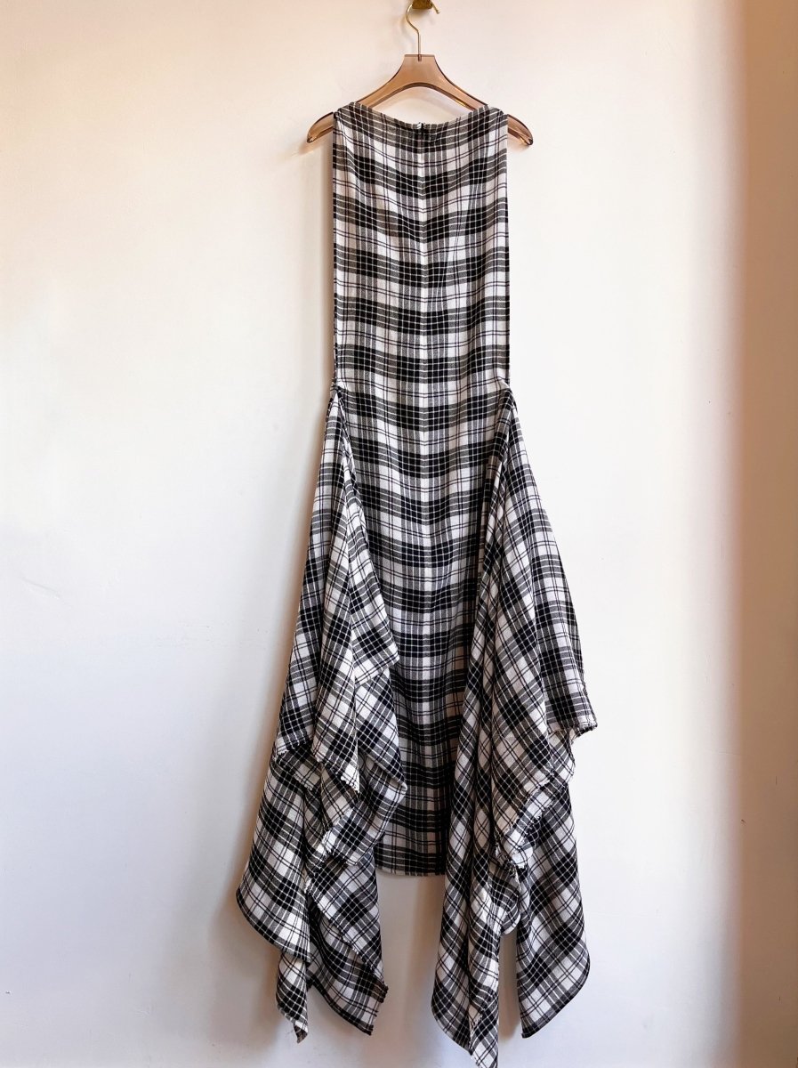 Zero - Waste Dress in Black and White Plaid - Made X Hudson