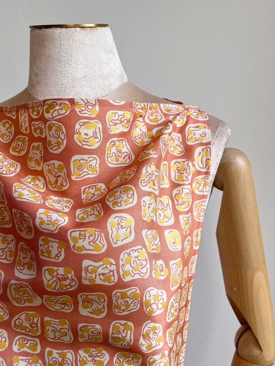 Zero - Waste Dress in Peach and Gold Dot Abstract Tile - Made X Hudson