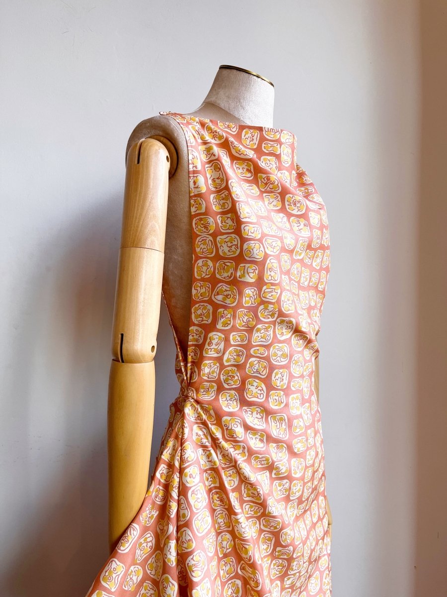 Zero - Waste Dress in Peach and Gold Dot Abstract Tile - Made X Hudson