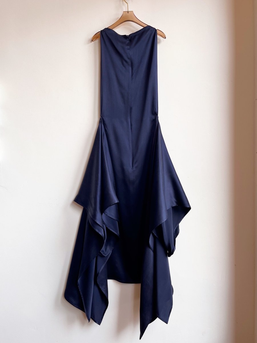 Zero - Waste Dress in Blue Silk Charmeuse - Made X Hudson