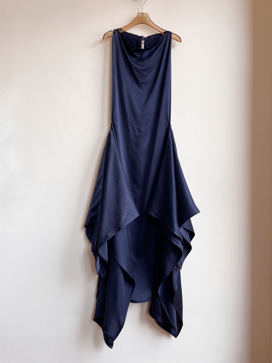 Zero - Waste Dress in Blue Silk Charmeuse - Made X Hudson