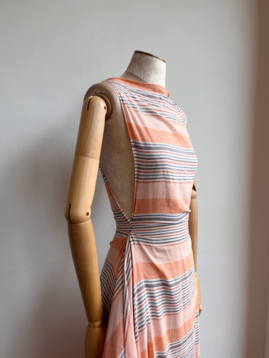 Orange Stripe Zero - Waste Ruffle Dress - Made X Hudson