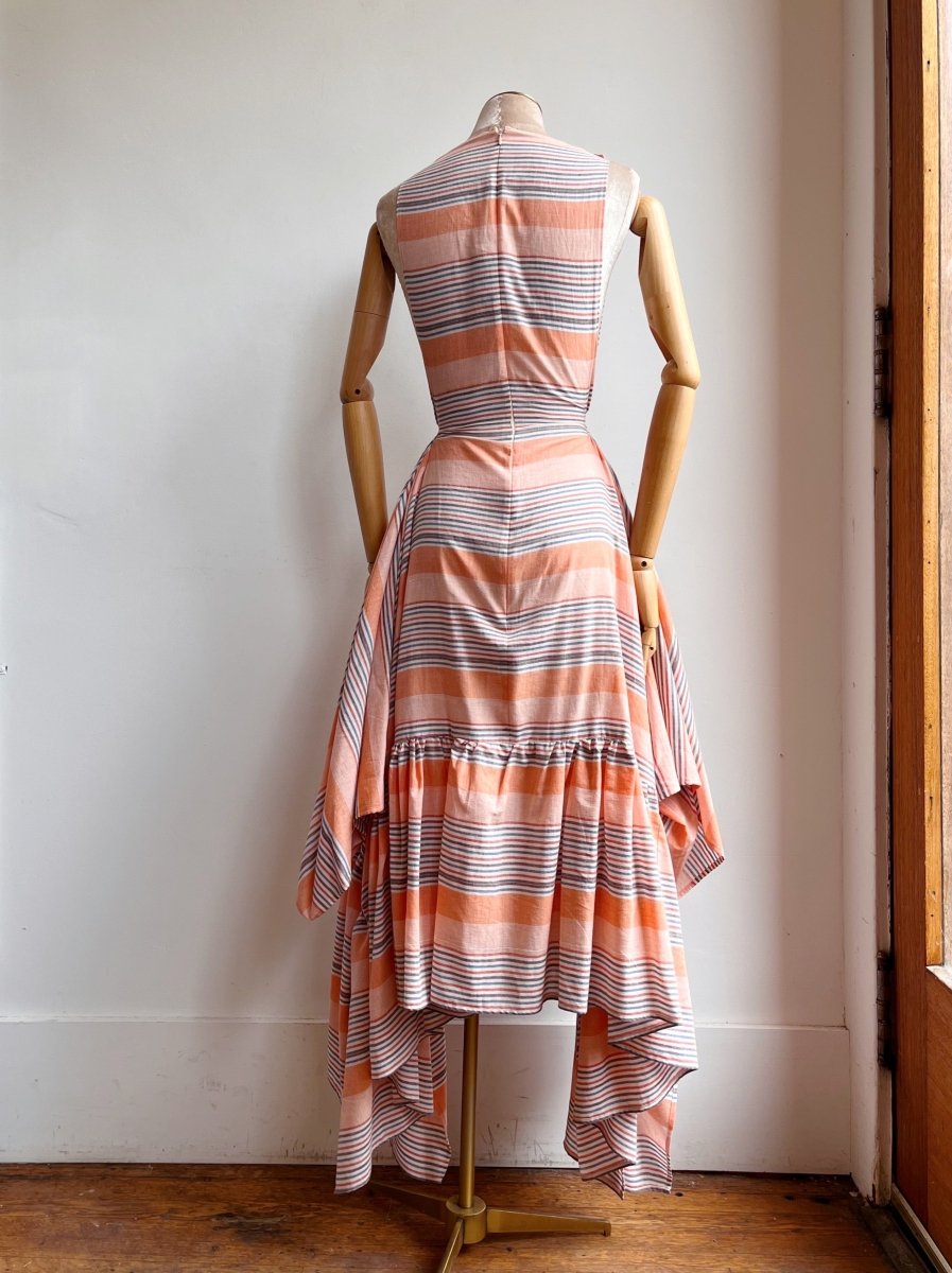 Orange Stripe Zero - Waste Ruffle Dress - Made X Hudson