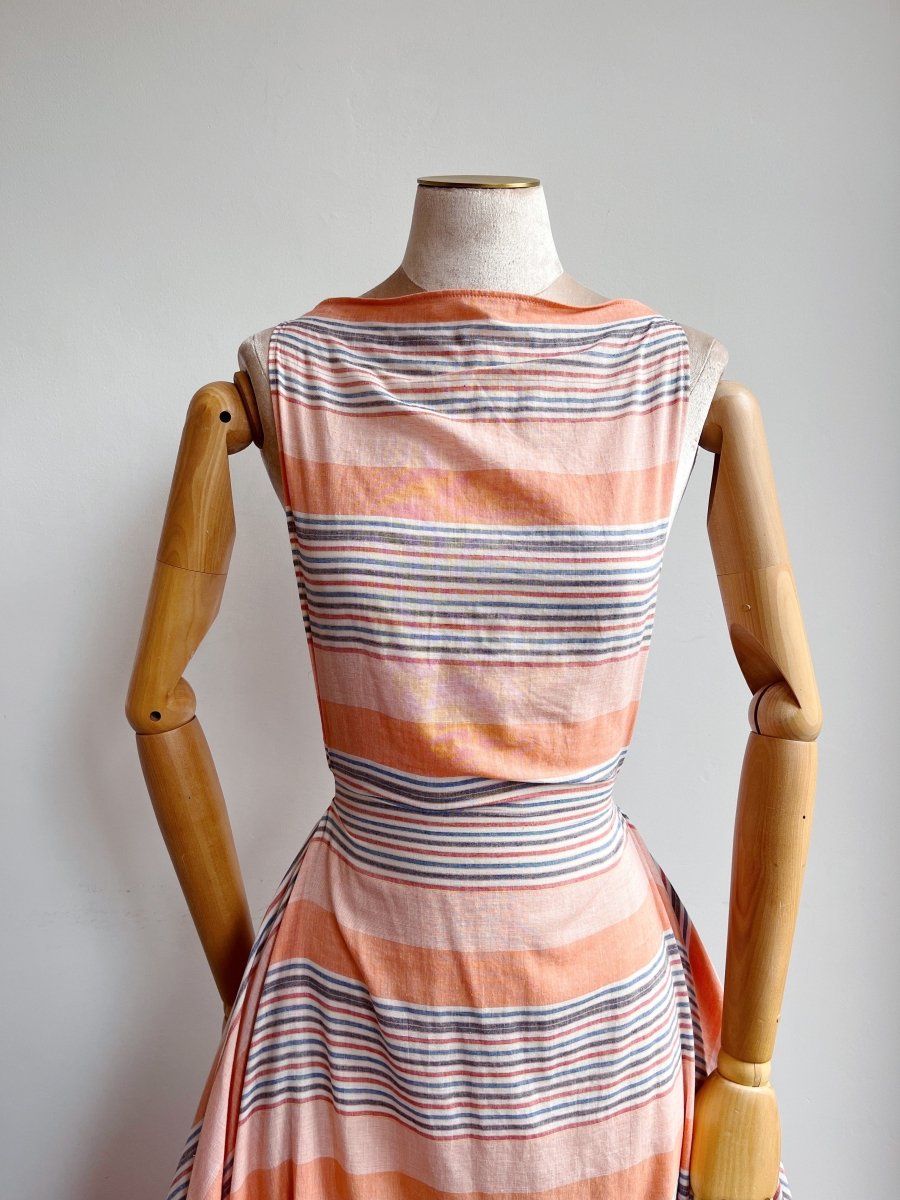 Orange Stripe Zero - Waste Ruffle Dress - Made X Hudson