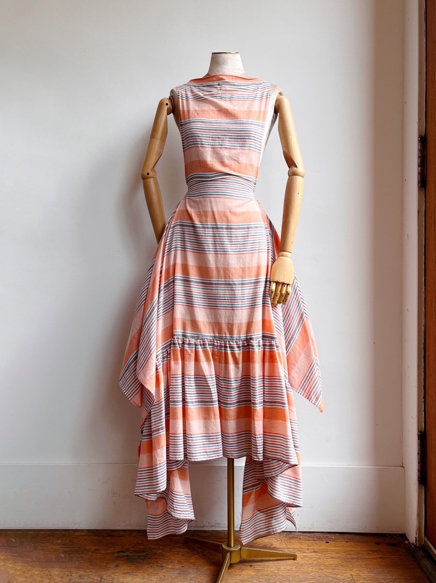 Orange Stripe Zero - Waste Ruffle Dress - Made X Hudson