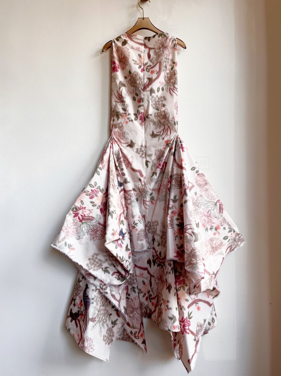 Zero - Waste Dress in Soft Haze Pheasant and Floral - Made X Hudson