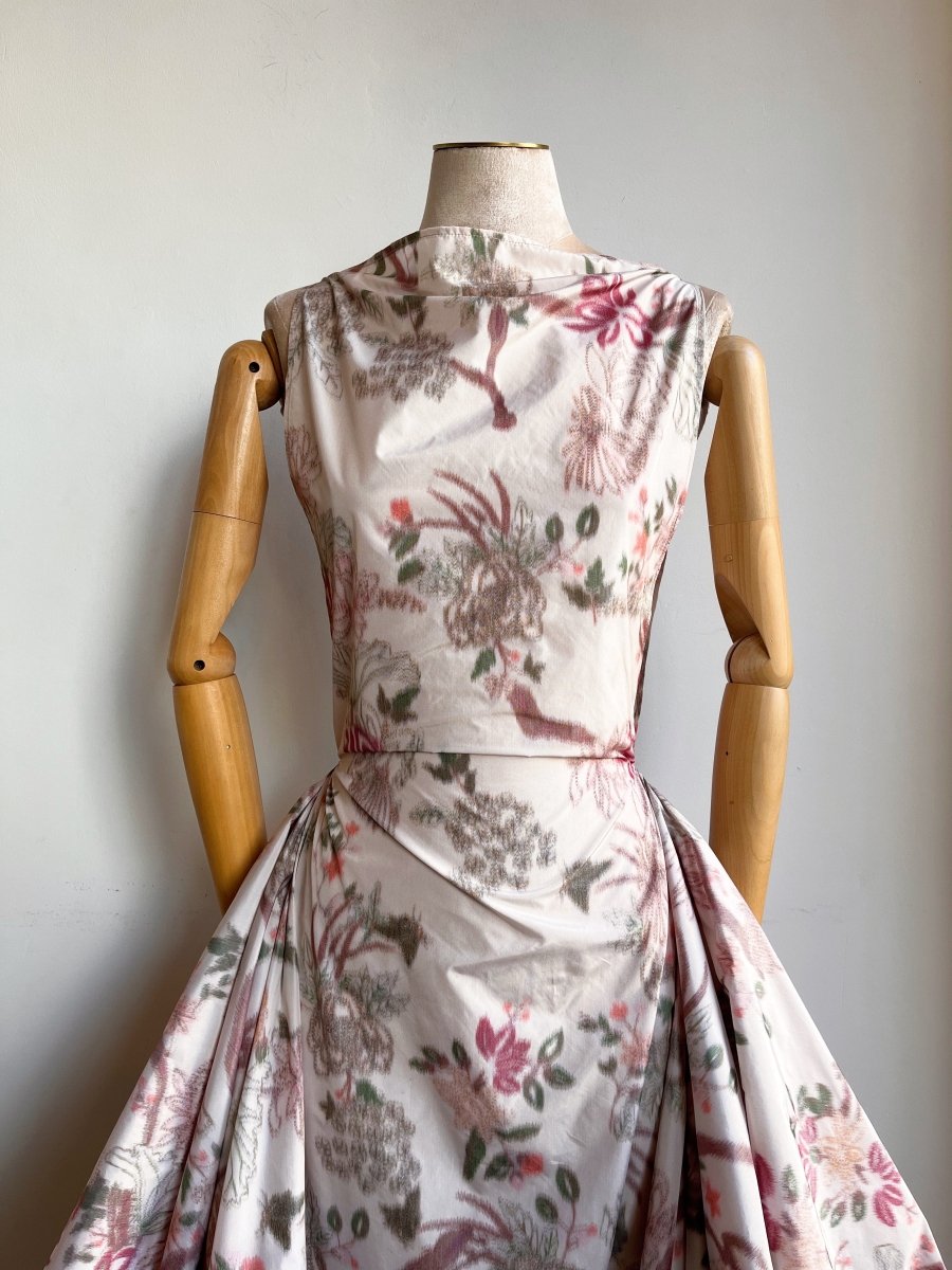 Zero - Waste Dress in Soft Haze Pheasant and Floral - Made X Hudson