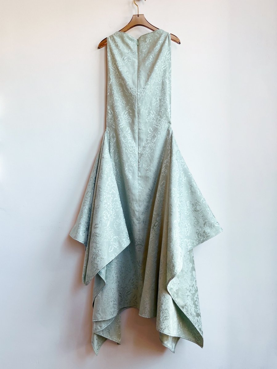 Sage Floral Brocade Zero - Waste Dress - Made X Hudson