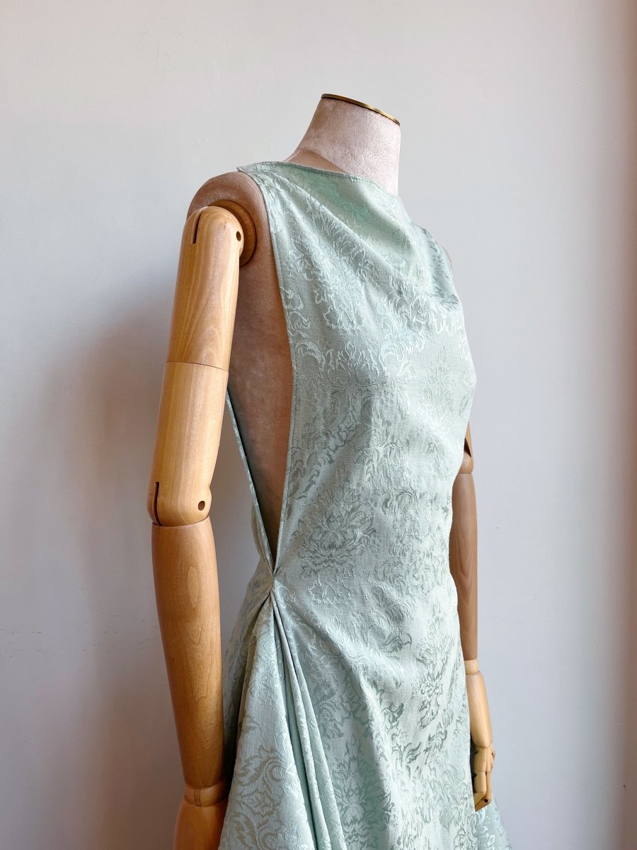Sage Floral Brocade Zero - Waste Dress - Made X Hudson