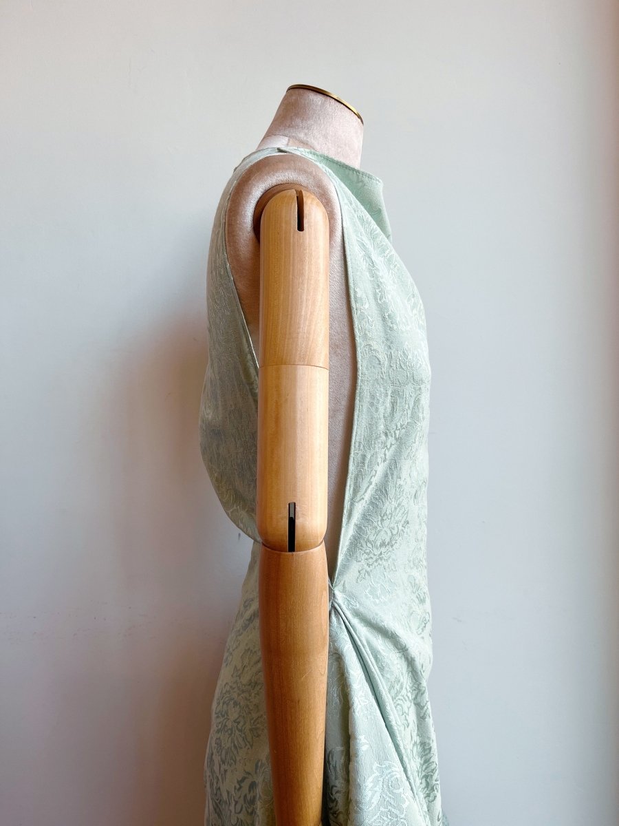 Sage Floral Brocade Zero - Waste Dress - Made X Hudson
