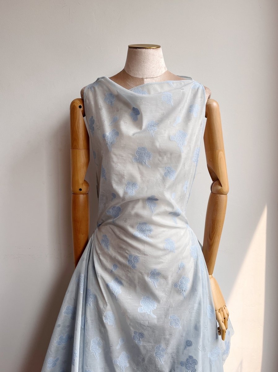 Zero - Waste Dress in Sheer Sky Blue Floral - Made X Hudson