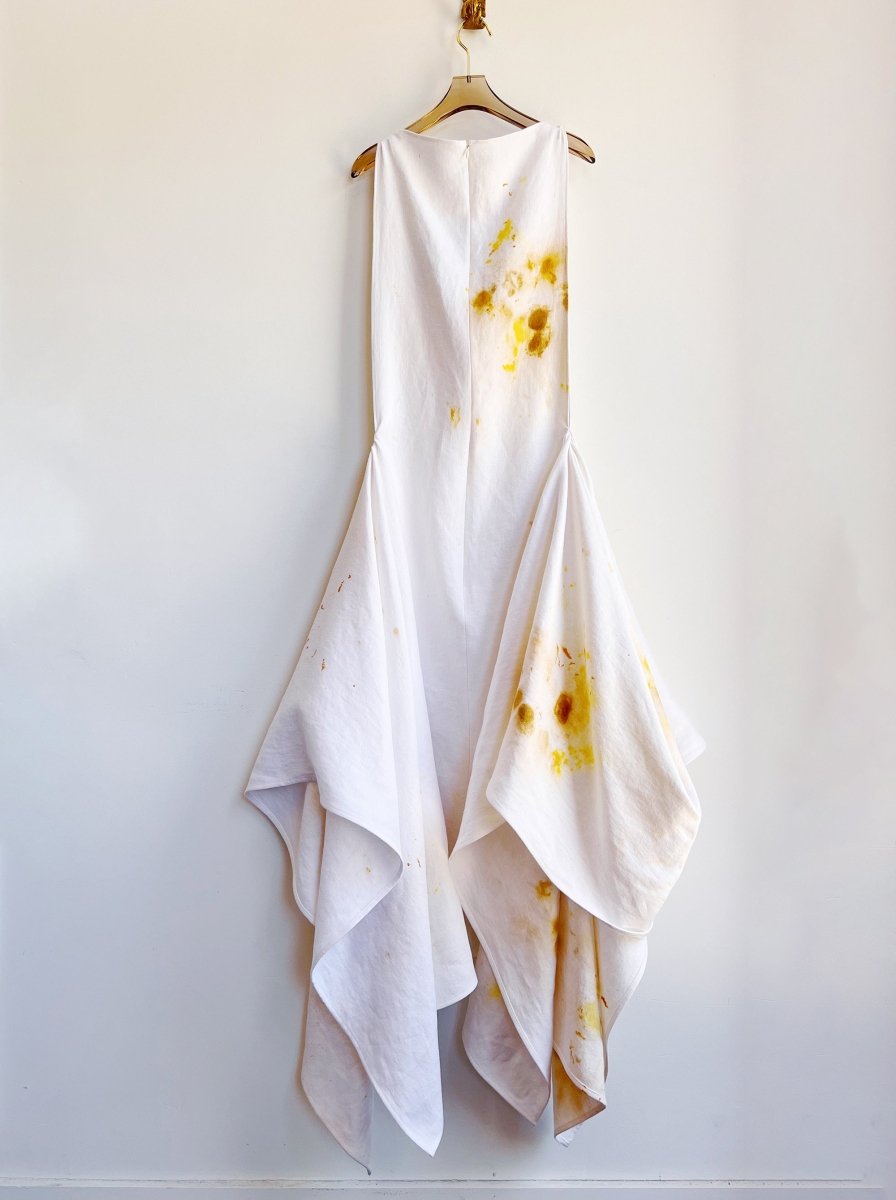 Zero - Waste Dress in Yellow & White Plant Dyed Linen - Made X Hudson