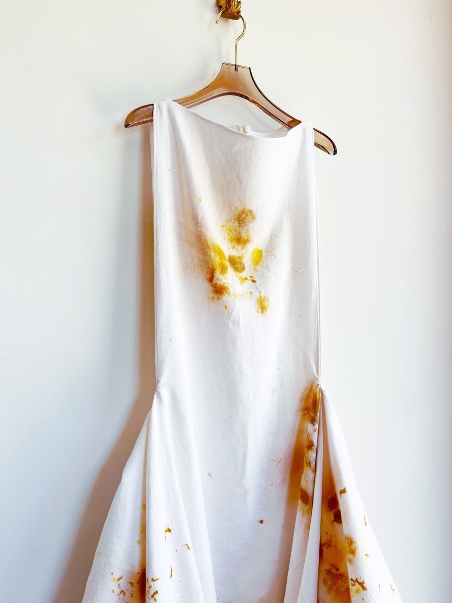 Zero - Waste Dress in Yellow & White Plant Dyed Linen - Made X Hudson
