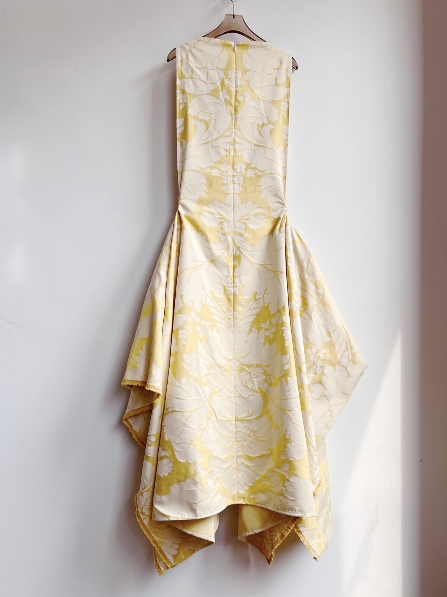 Zero - Waste Dress in Butter Yellow Damask - Made X Hudson