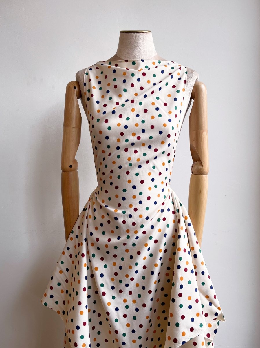 Zero - Waste Cream & Polka Dot Print Dress - Made X Hudson