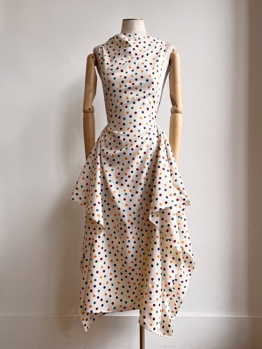Zero - Waste Cream & Polka Dot Print Dress - Made X Hudson