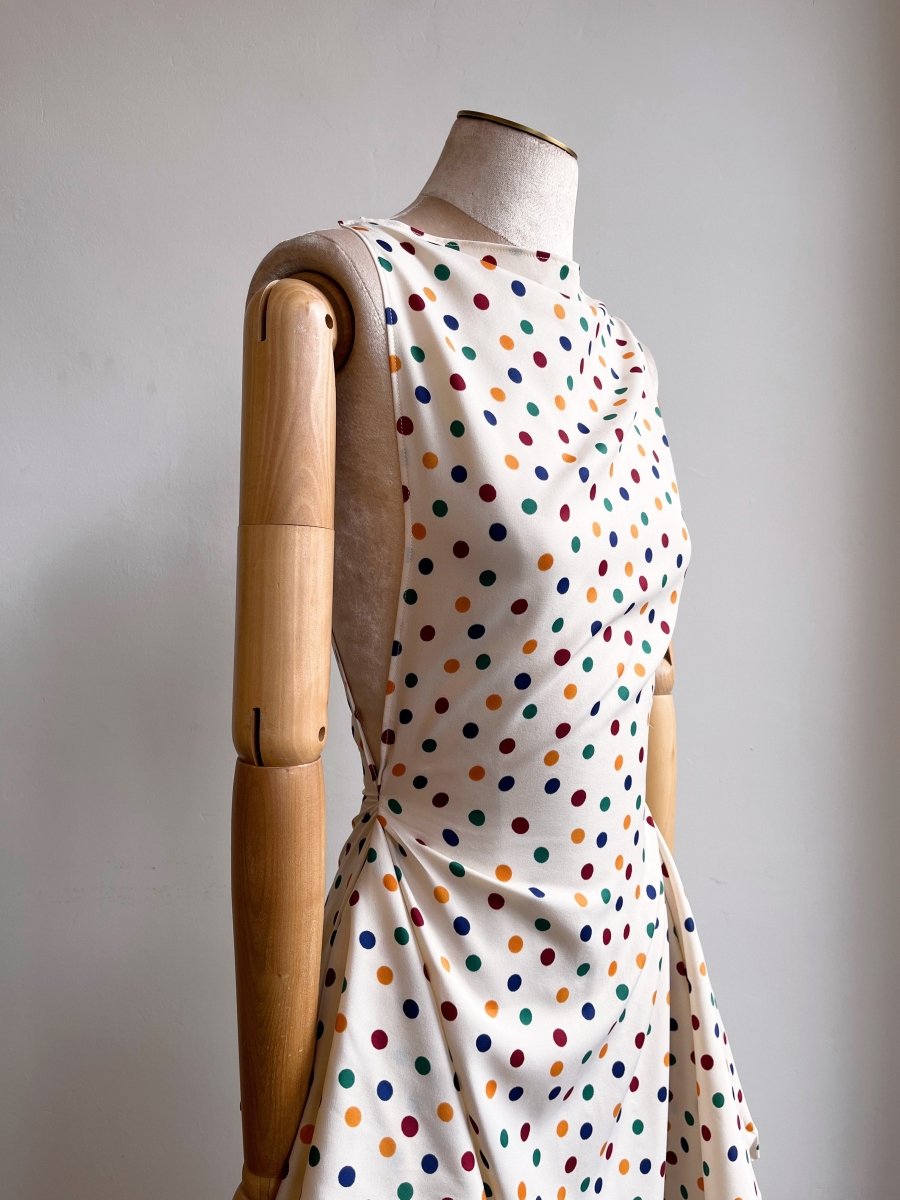 Zero - Waste Cream & Polka Dot Print Dress - Made X Hudson