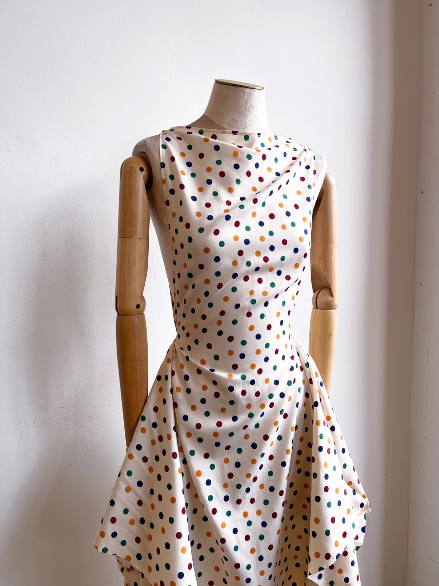 Zero - Waste Cream & Polka Dot Print Dress - Made X Hudson