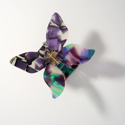 purple and multi-color butterfly claw clip