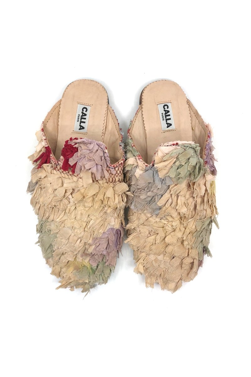 Niki Babouche Flats In Colors Tan, Lavender, & Sage (Size 44) - Made X Hudson